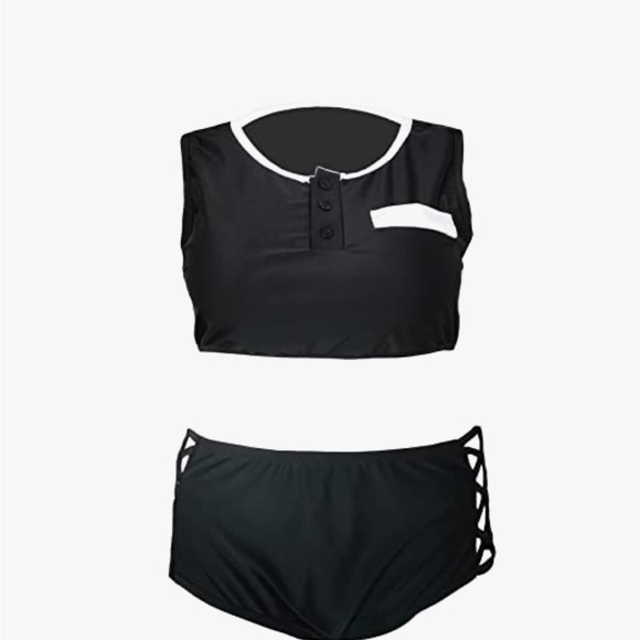 Demon Slayer Tengen Uzui Black and White Graphic Swim Top - Picture 2 of 4